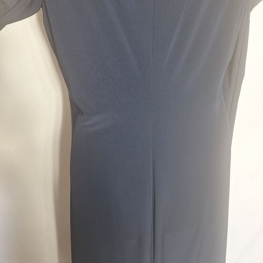 Lauren Ralph Lauren Navy Evening Dress Slinky Cold Shoulder Size 12 Womens - Picture 7 of 15